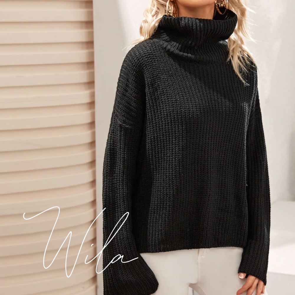 LAST CHANCE❄️Black turtleneck knit sweater 816719 - Picture 3 of 4